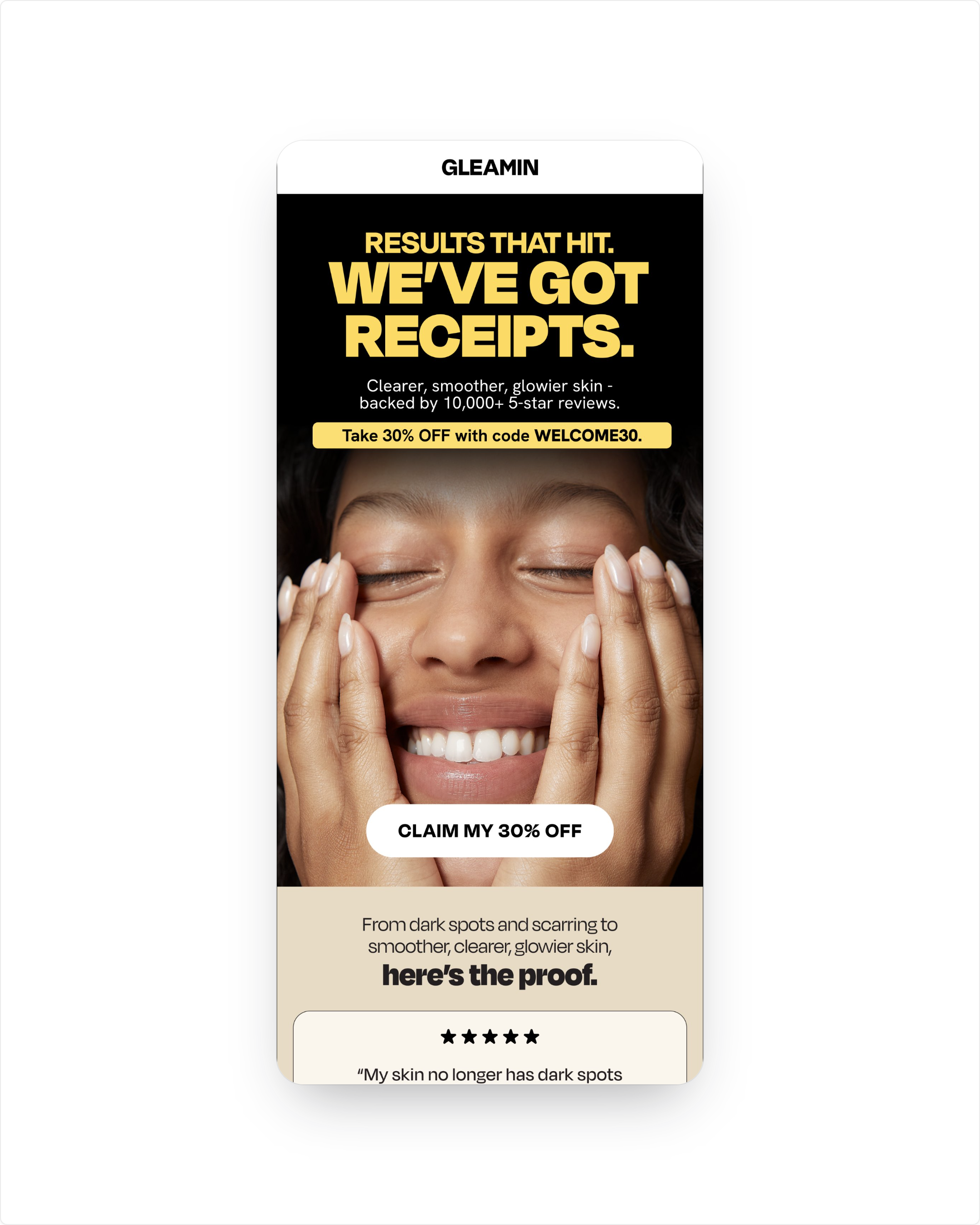 Gleamin social proof email